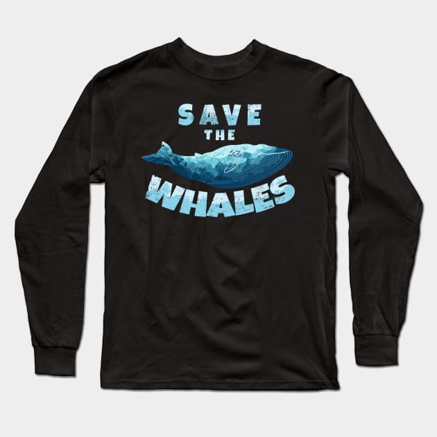 Save The Whales Ocean Fans Long Sleeve T-Shirt by SzarlottaDesigns